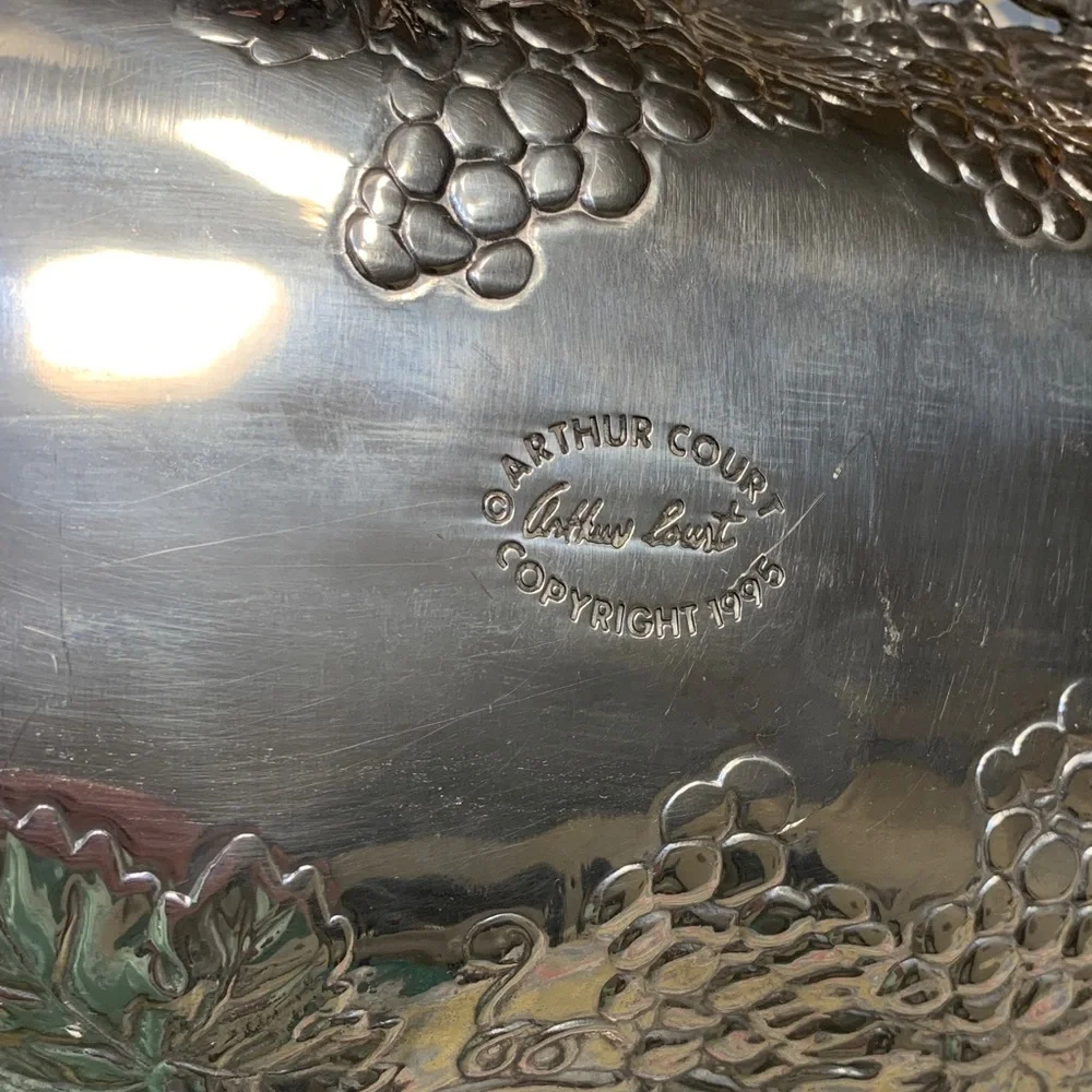 Vintage Arthur Court 1995 Silver Rectangular Grape Motif Tray - Picture 2 of 14